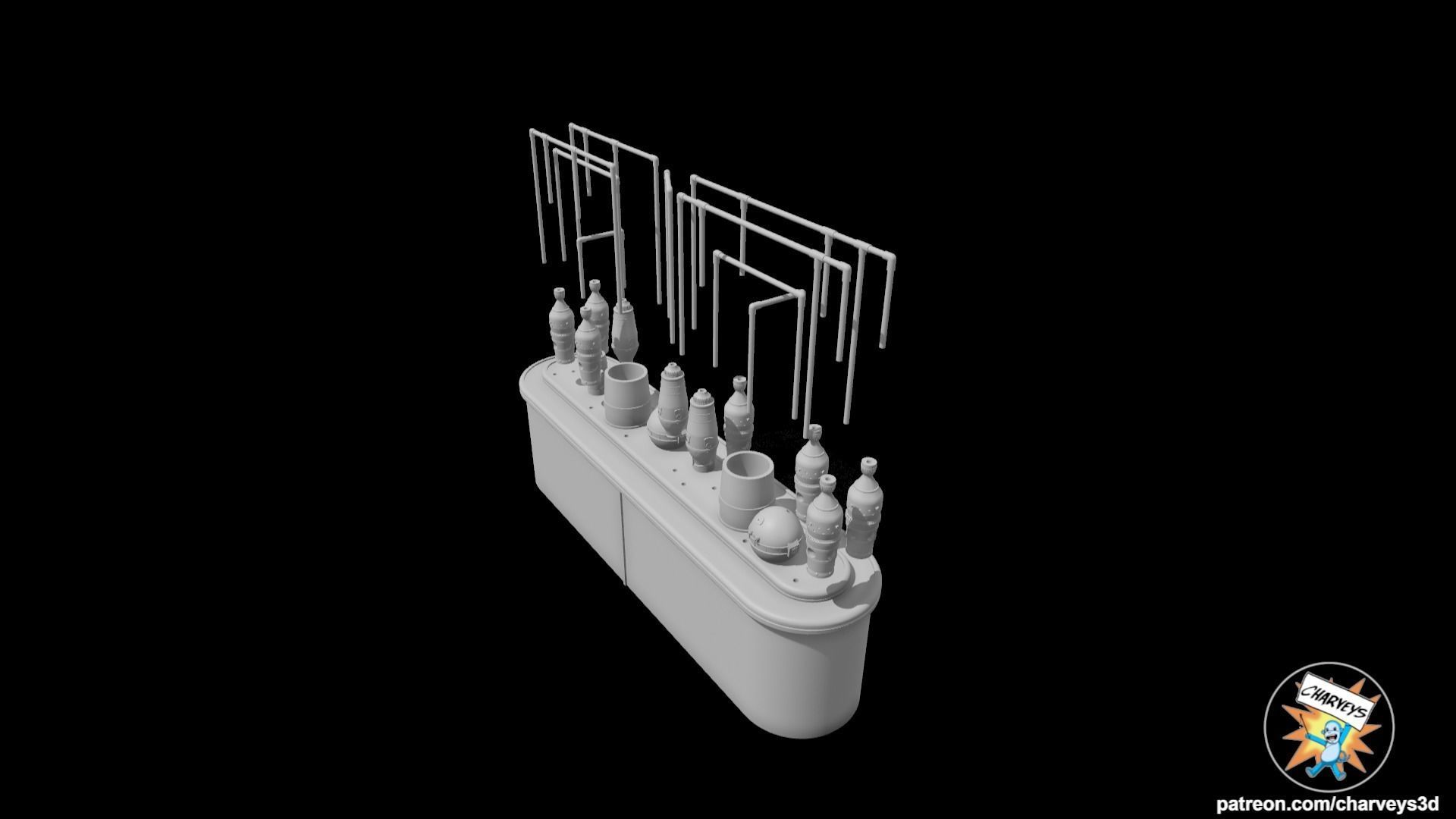 Star Wars Cantina Counter and Dispensers for figure dioramas 3D print model_7