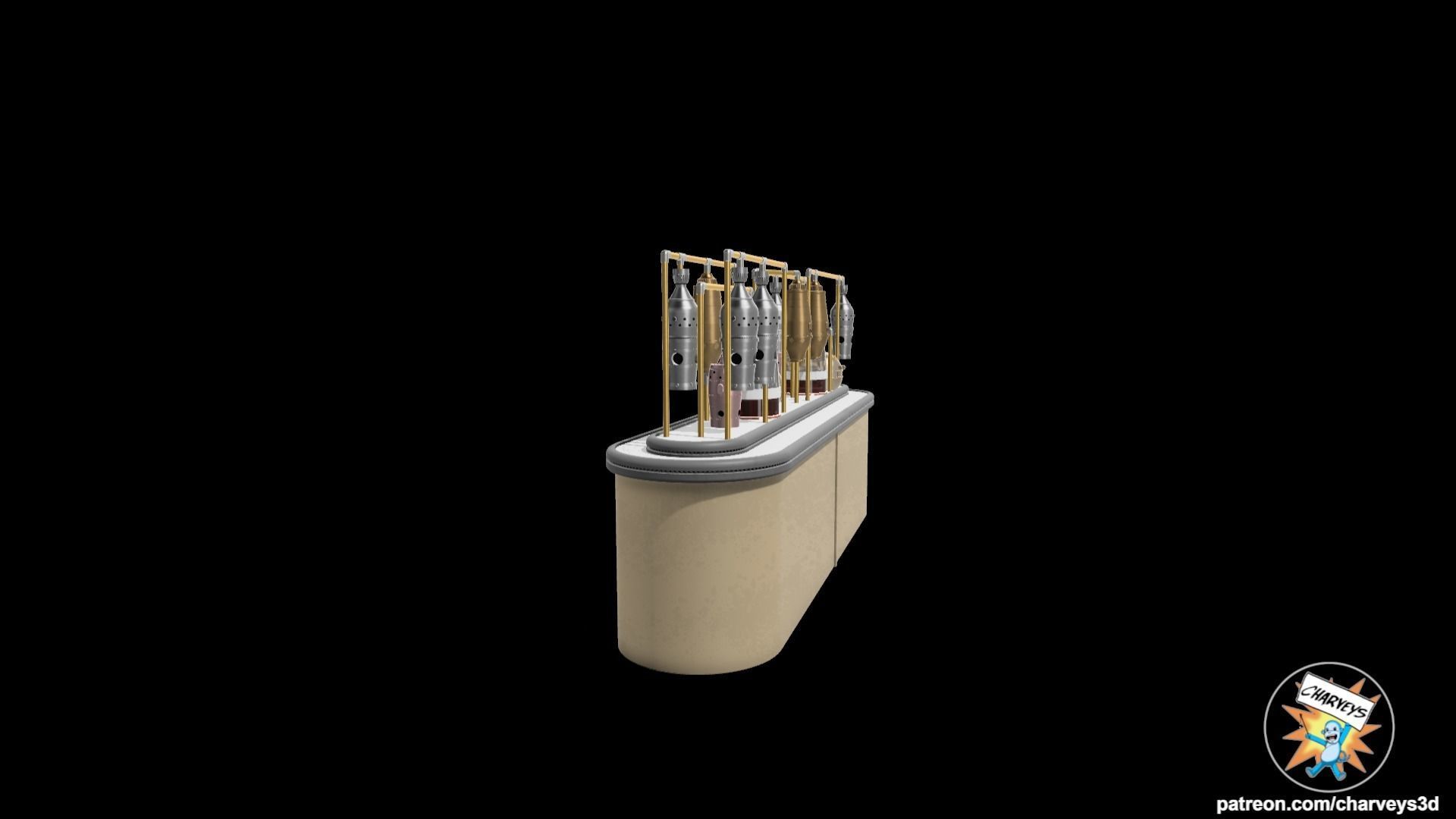 Star Wars Cantina Counter and Dispensers for figure dioramas 3D print model_4