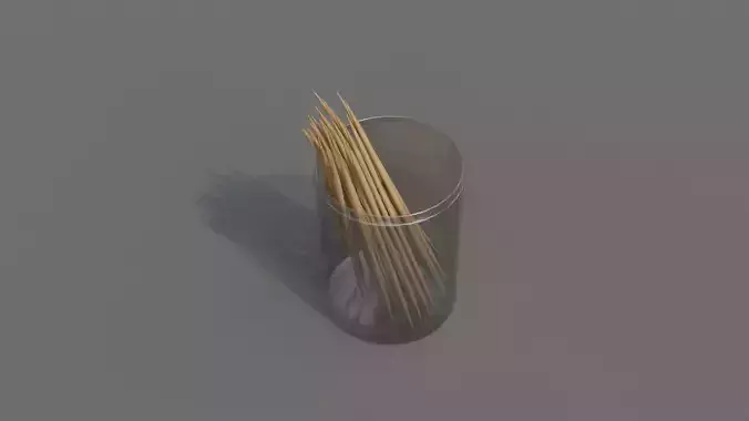 Toothpick wooden toothpicks in glass 3D model