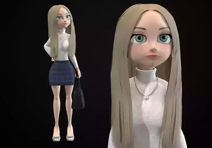 pretty small girl Low-poly 3D model