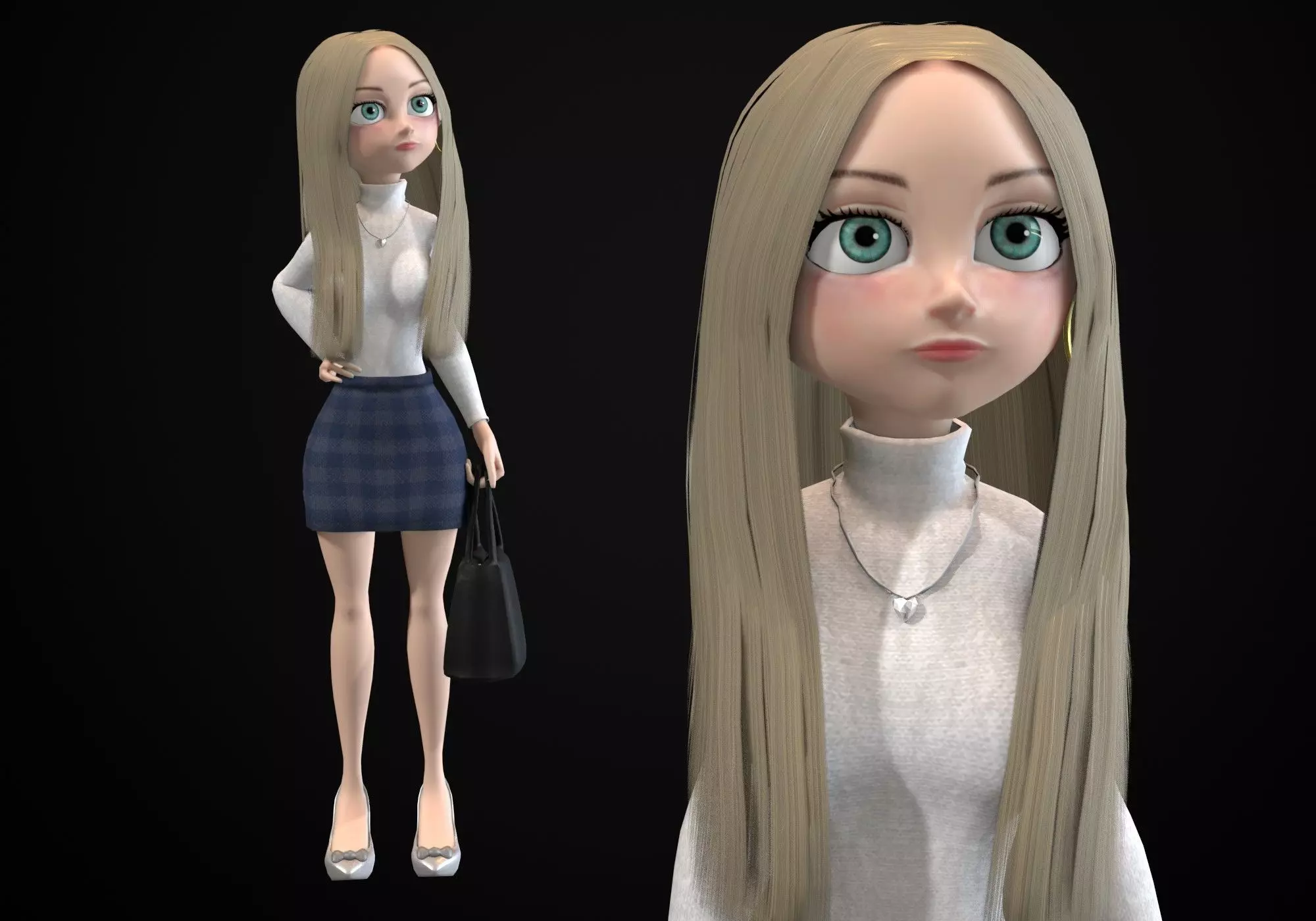 pretty small girl Low-poly 3D model