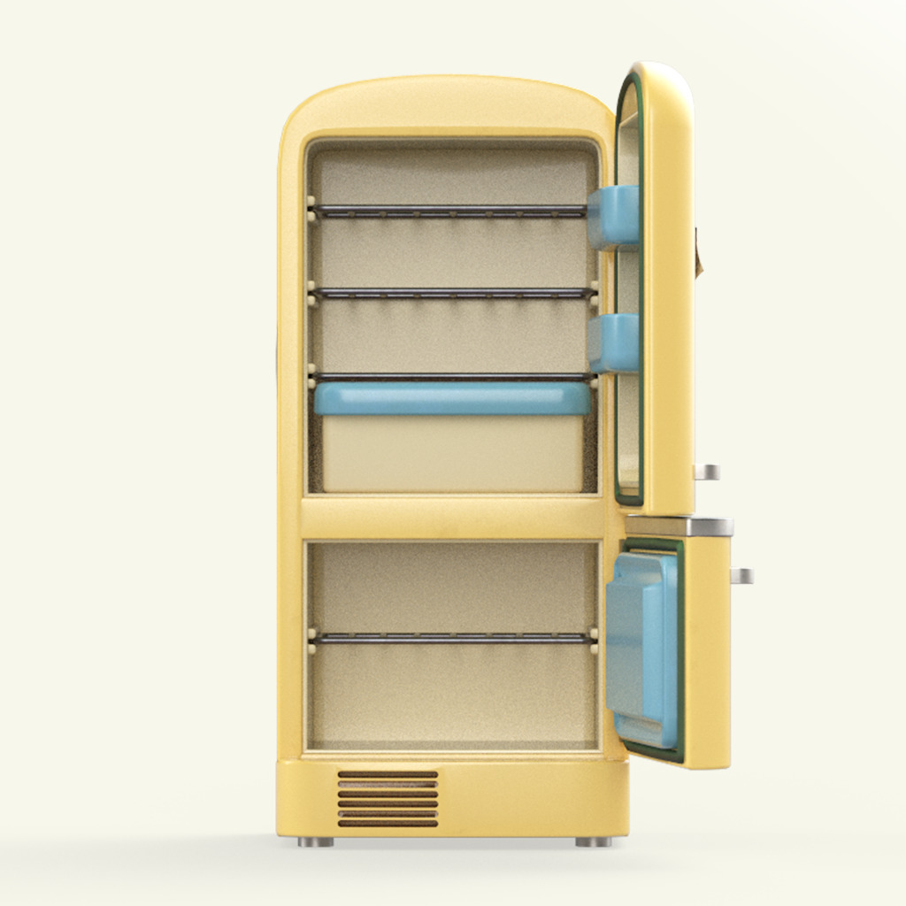 Cartoon Fridge Low-poly 3D model_4