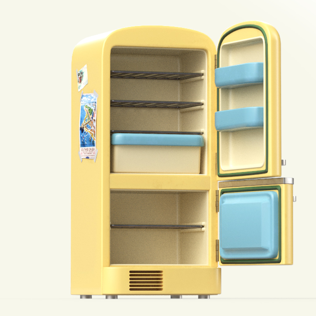 Cartoon Fridge Low-poly 3D model_5