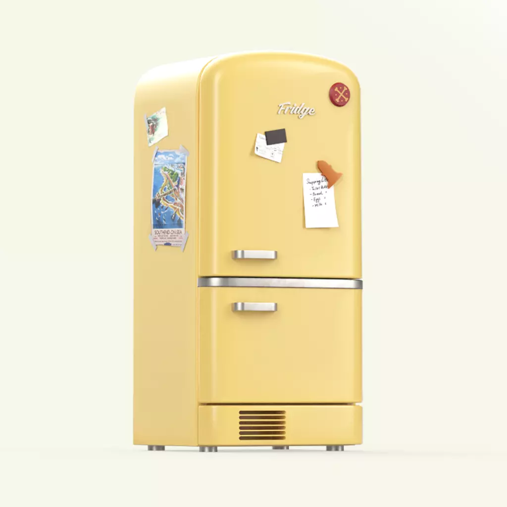 Cartoon Fridge Low-poly 3D model_0