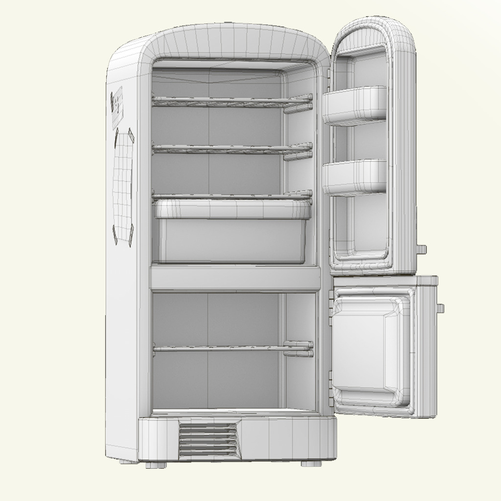 Cartoon Fridge Low-poly 3D model_6