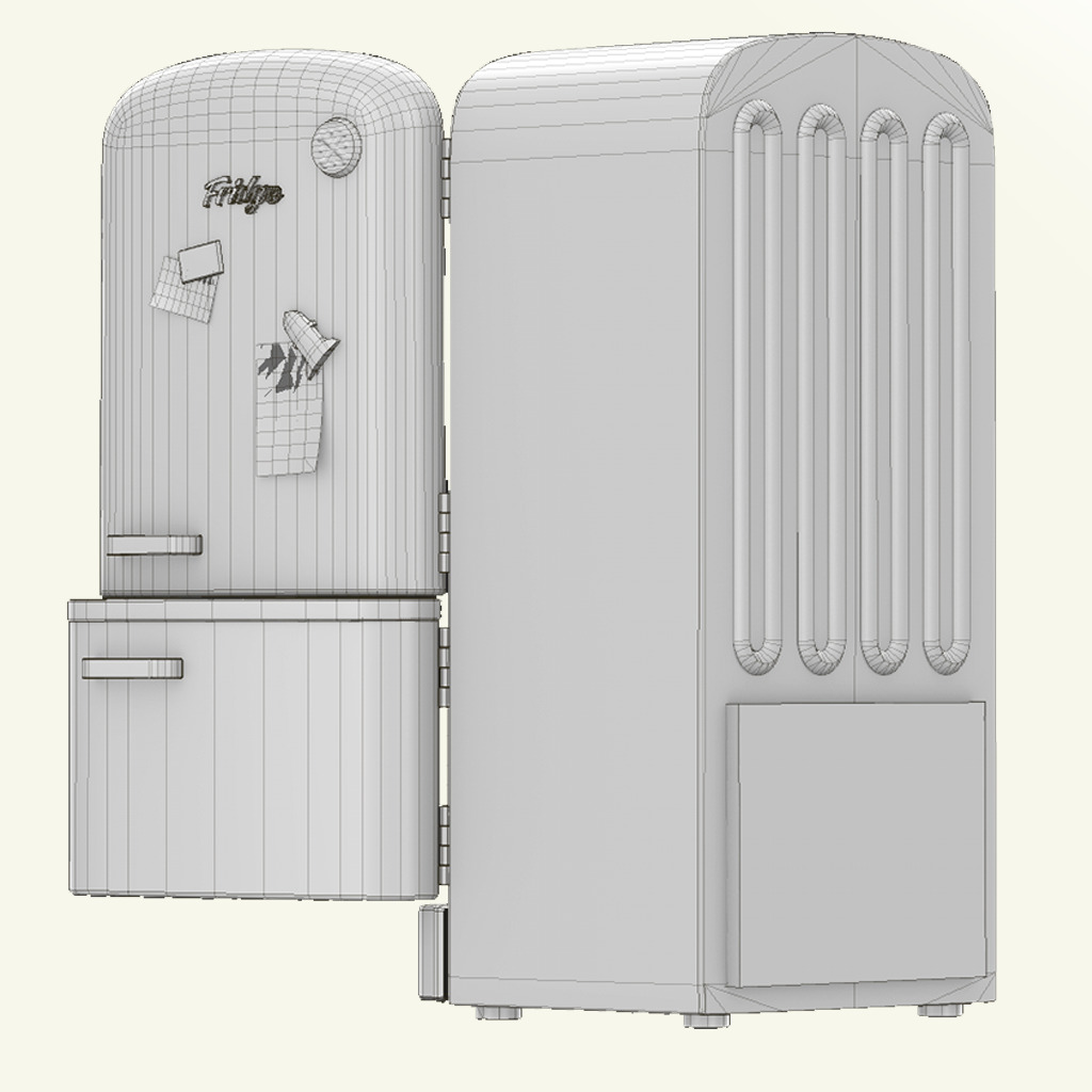 Cartoon Fridge Low-poly 3D model_7
