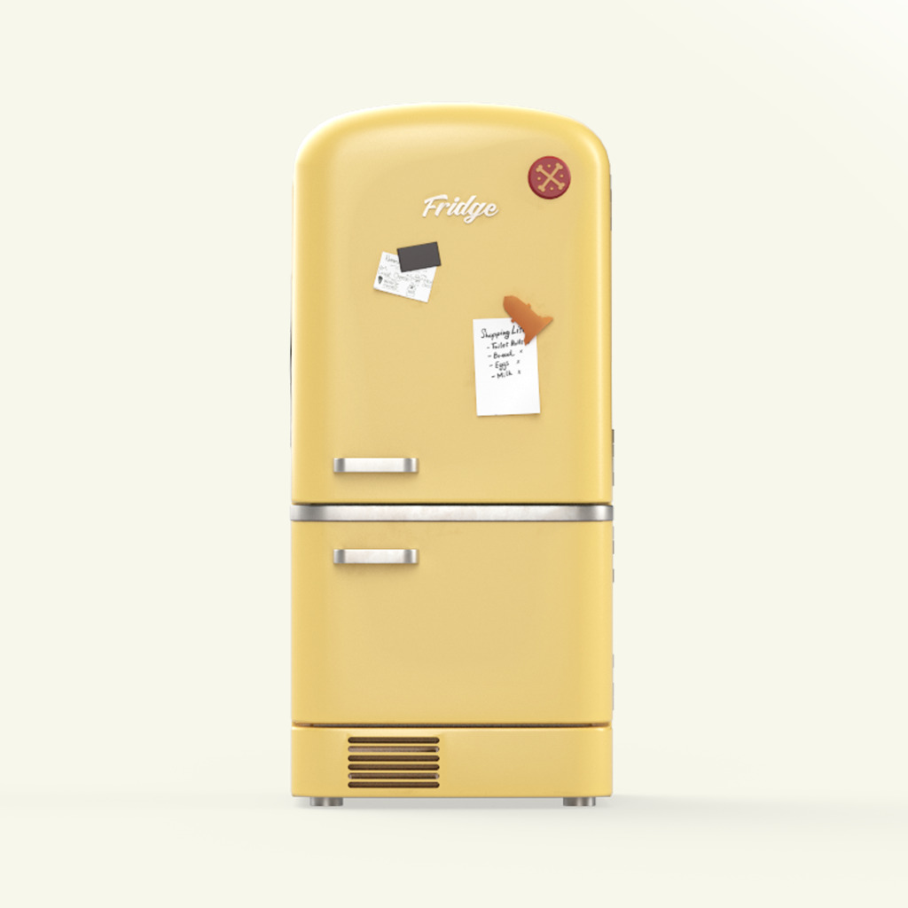 Cartoon Fridge Low-poly 3D model_2