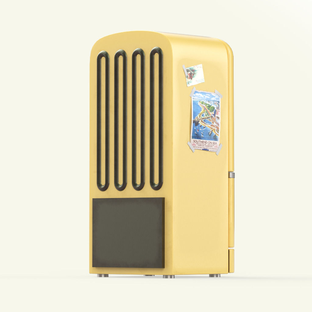 Cartoon Fridge Low-poly 3D model_3