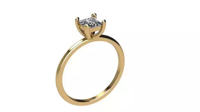 Whisper Ring Princess Cut Diamond 4 mm 3D print model