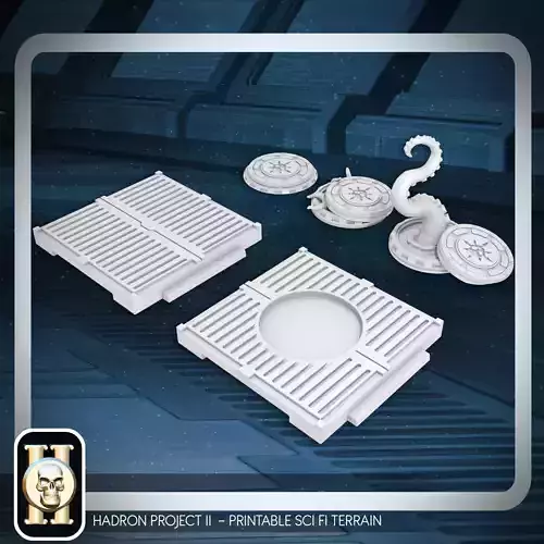 PACK - 2 SCI FI ASSEMBLABLE TILES AND 3 DIFFERENT MANHOLES   3D print model