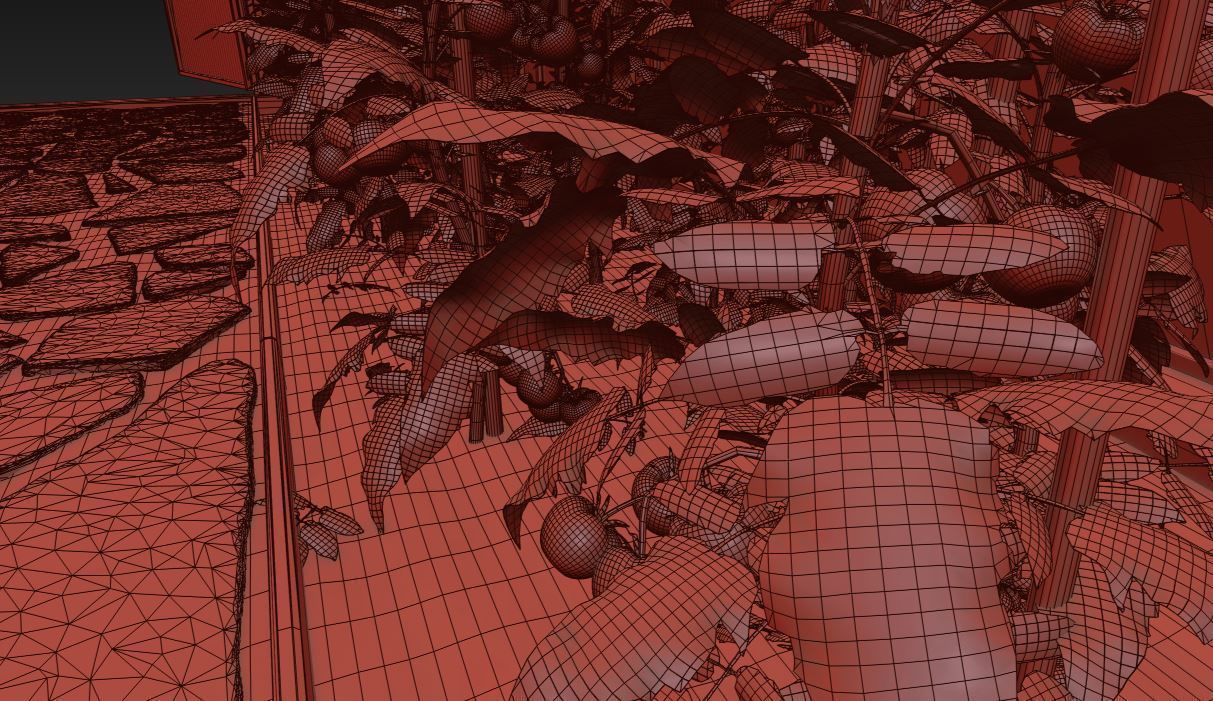 Greenhouse clear plastic container with plants in it 3D model_15