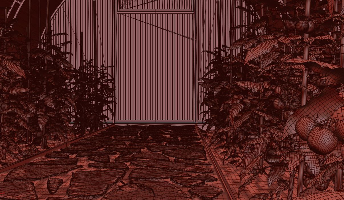 Greenhouse clear plastic container with plants in it 3D model_19