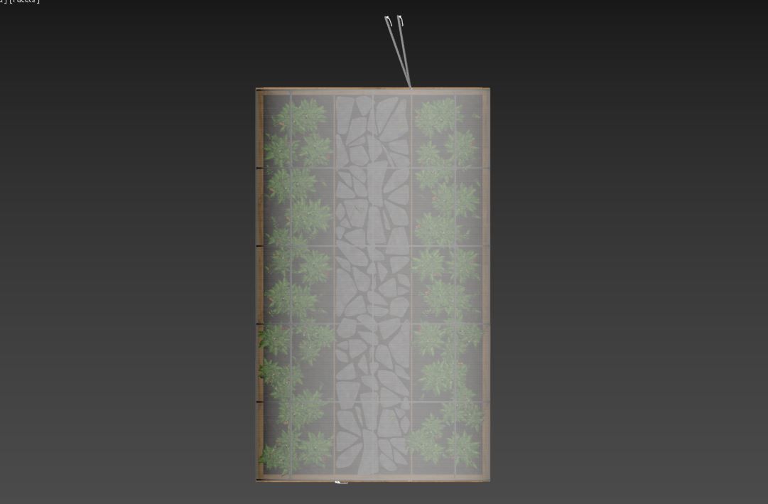 Greenhouse clear plastic container with plants in it 3D model_12