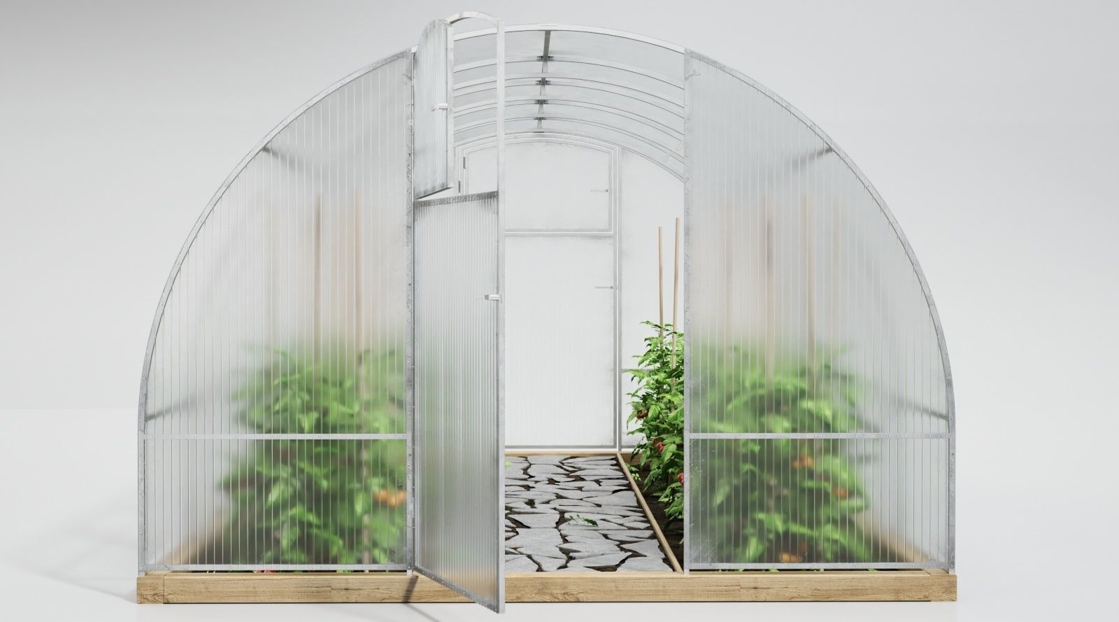 Greenhouse clear plastic container with plants in it 3D model_7