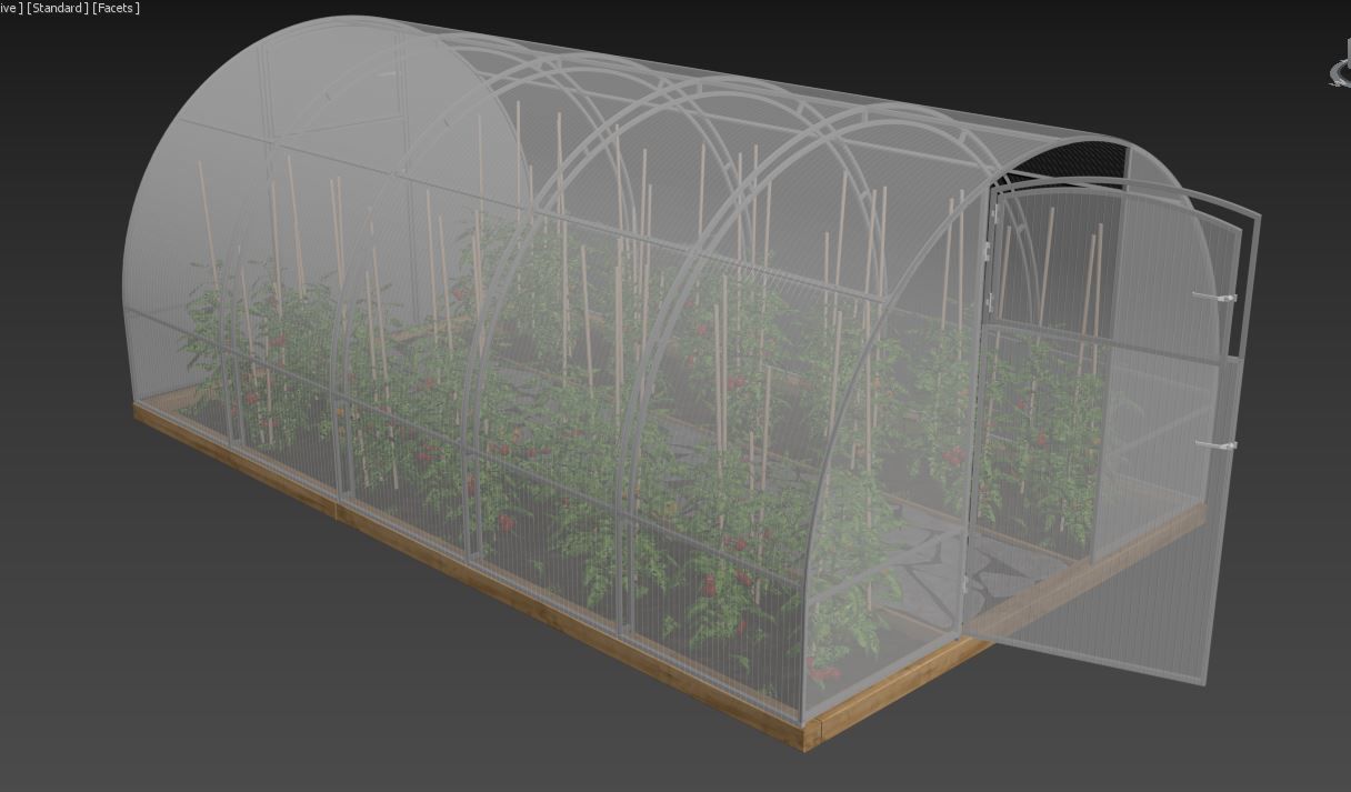 Greenhouse clear plastic container with plants in it 3D model_8