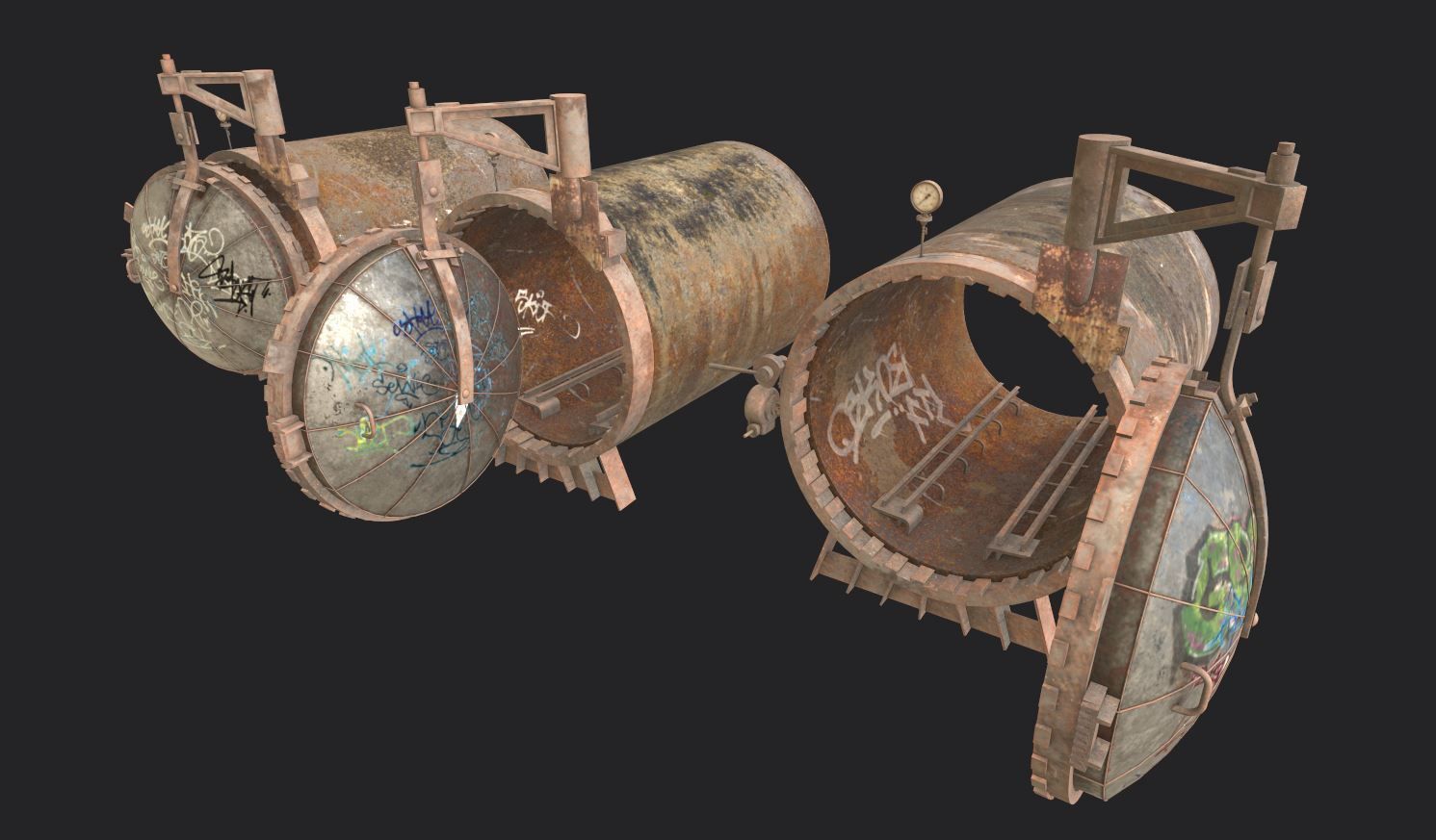 Old Industrial Treatment Machine 3D model_10
