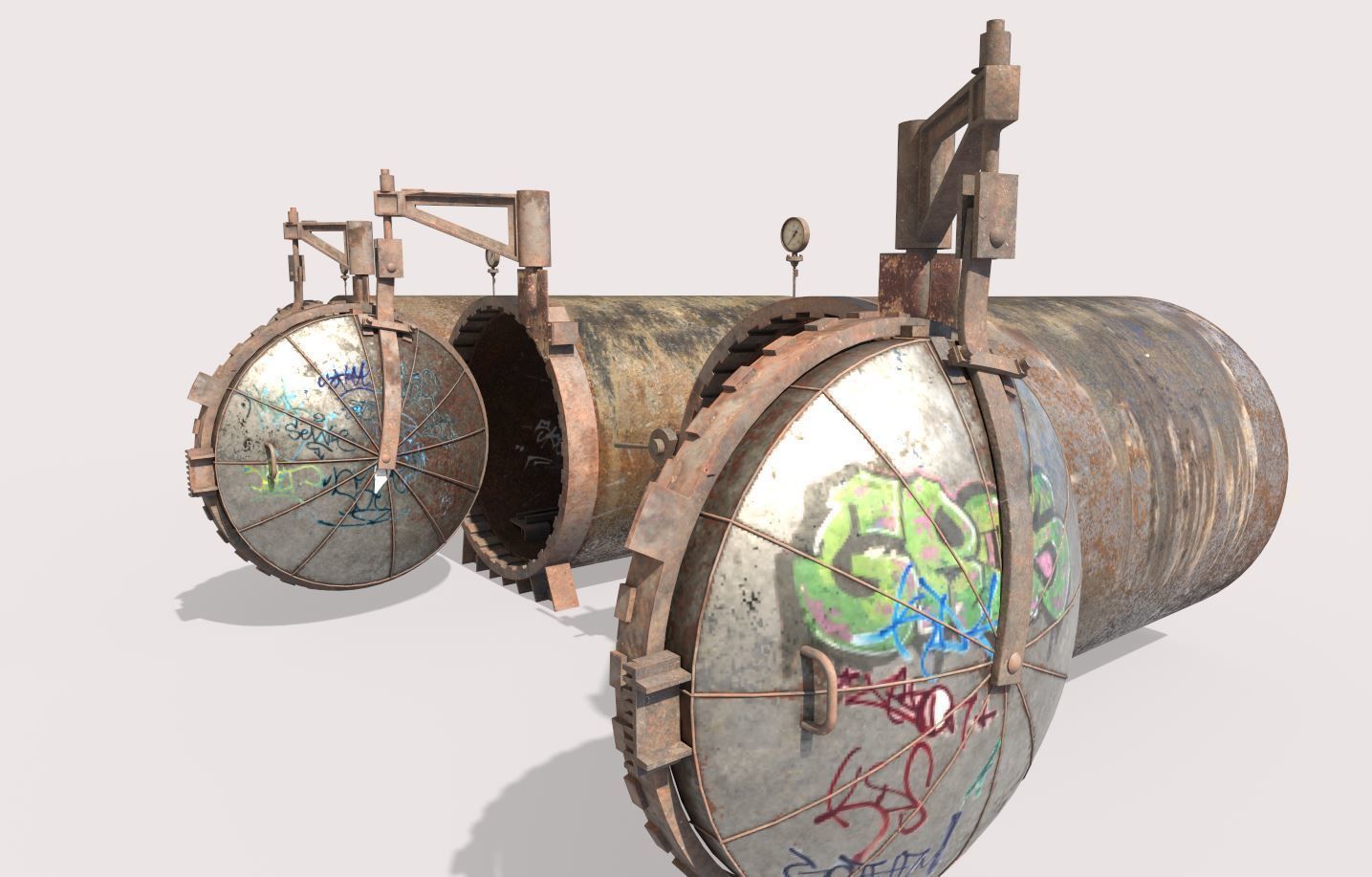 Old Industrial Treatment Machine 3D model_9