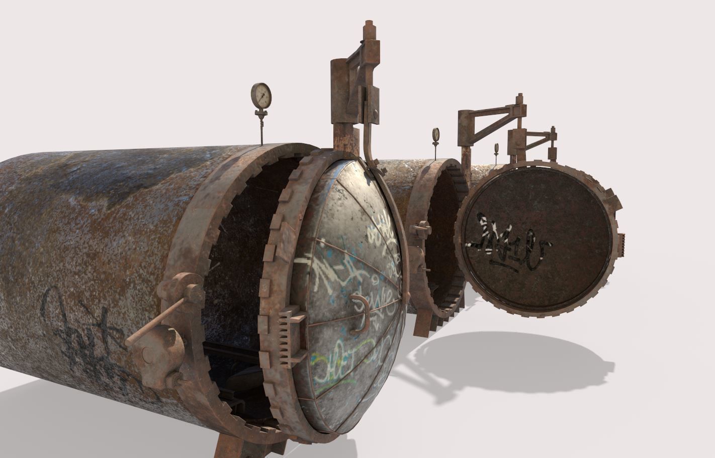 Old Industrial Treatment Machine 3D model_8