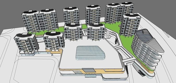 Sketchup Commercial Office Complex 245 3D model 5