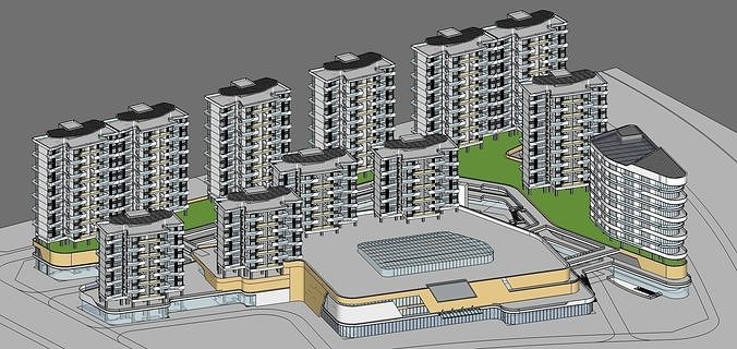Sketchup Commercial Office Complex 245 3D model 6