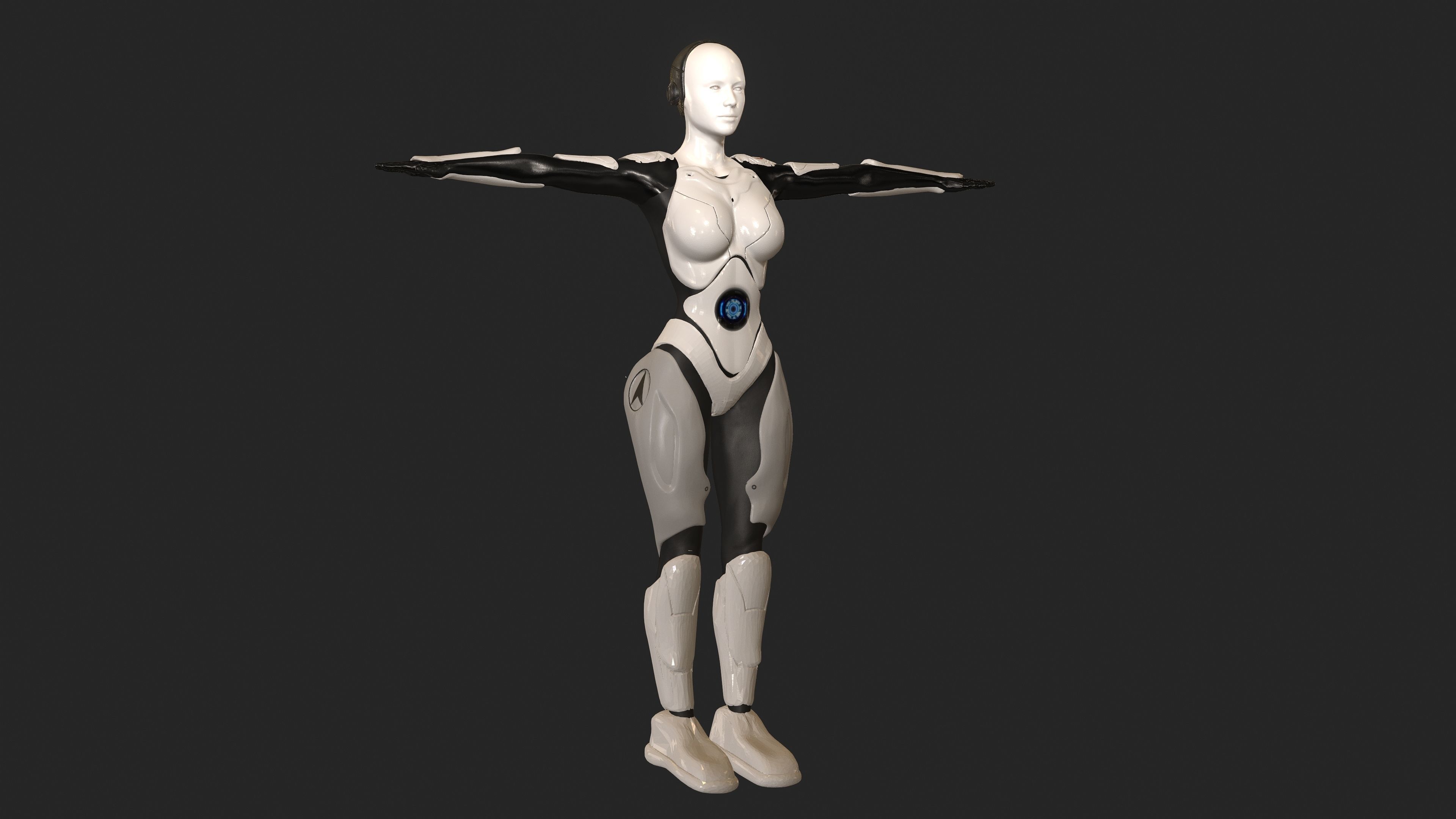 Cyborg Woman Low-poly 3D model_5