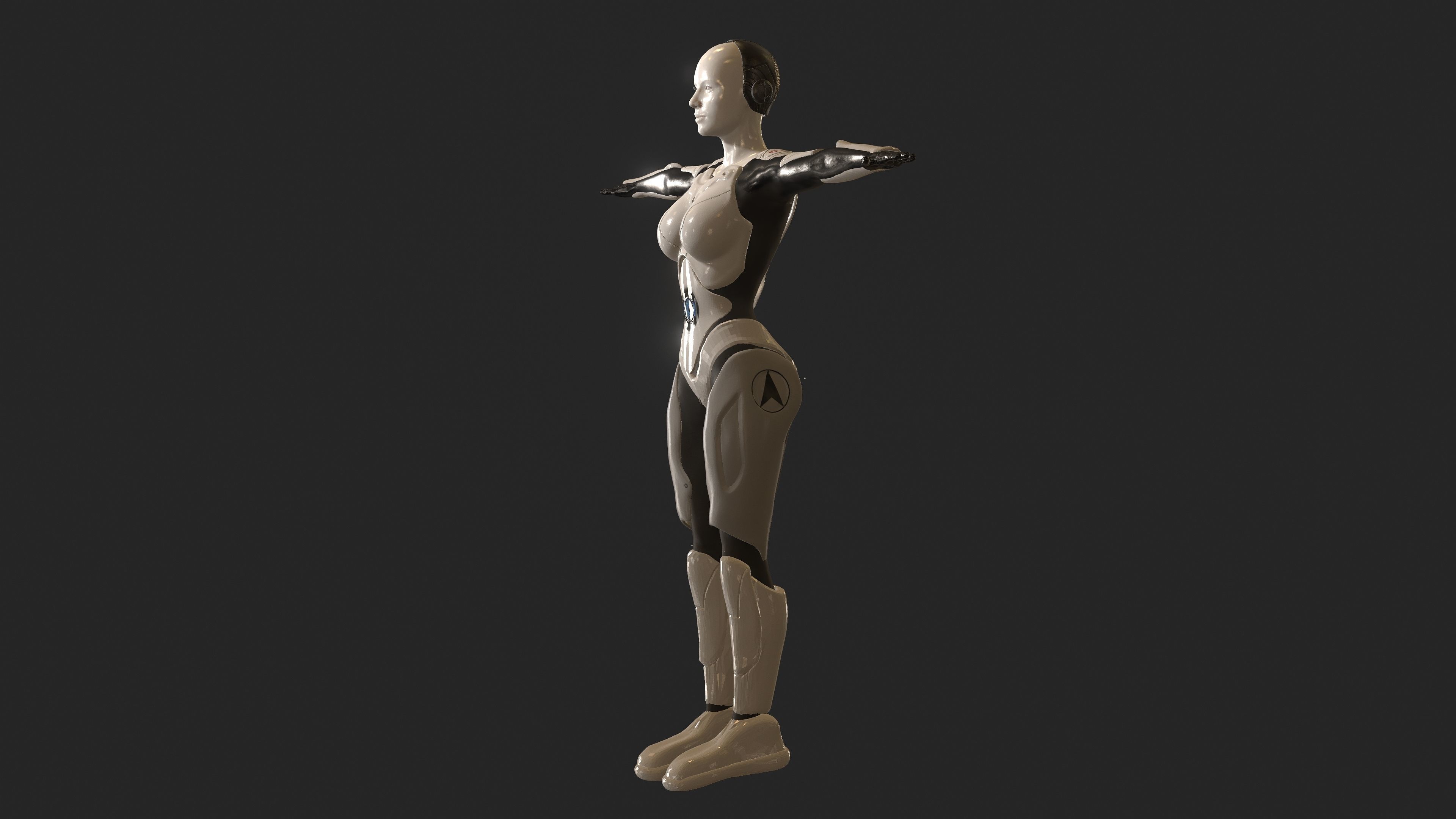Cyborg Woman Low-poly 3D model_2
