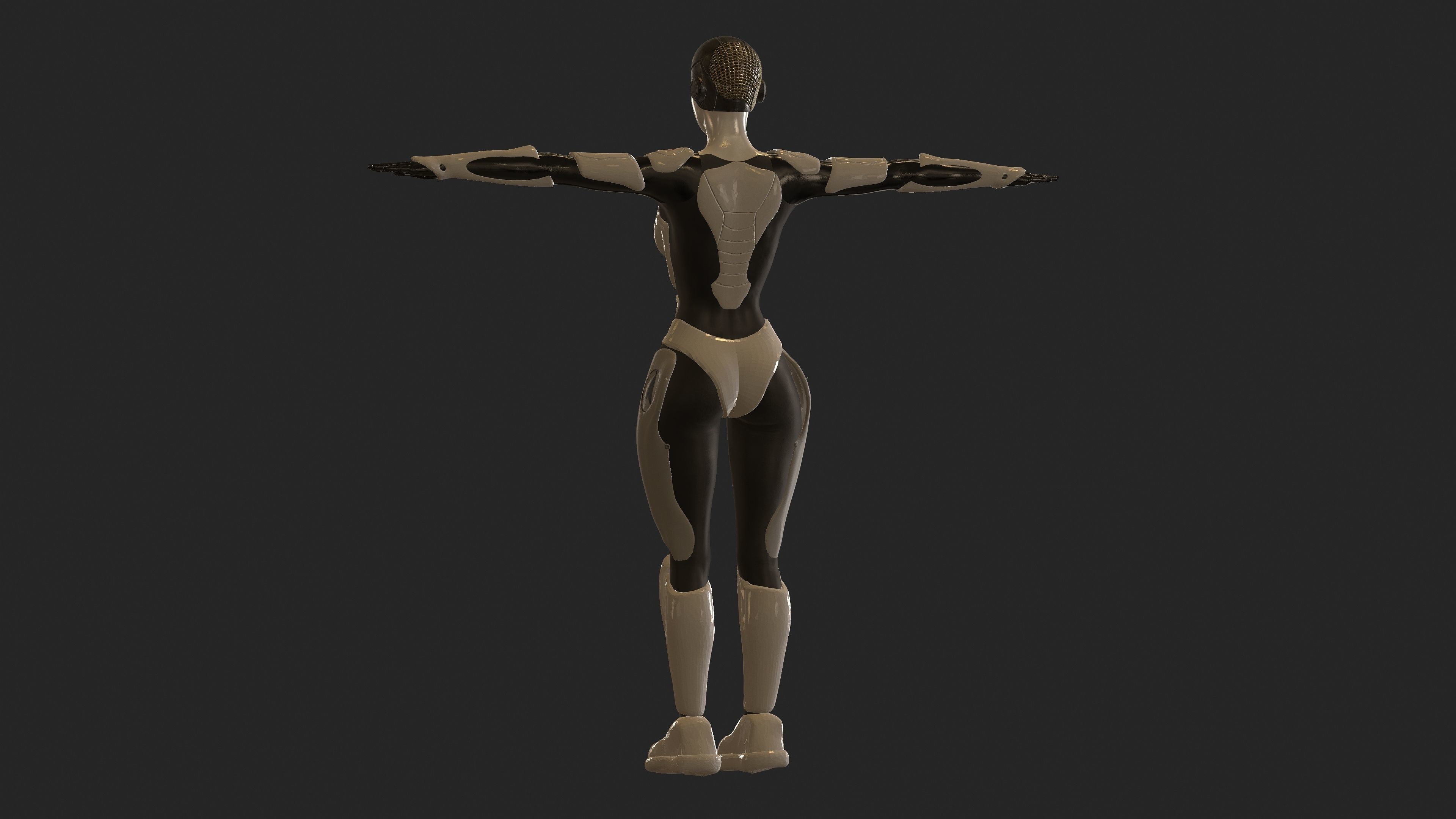 Cyborg Woman Low-poly 3D model_3