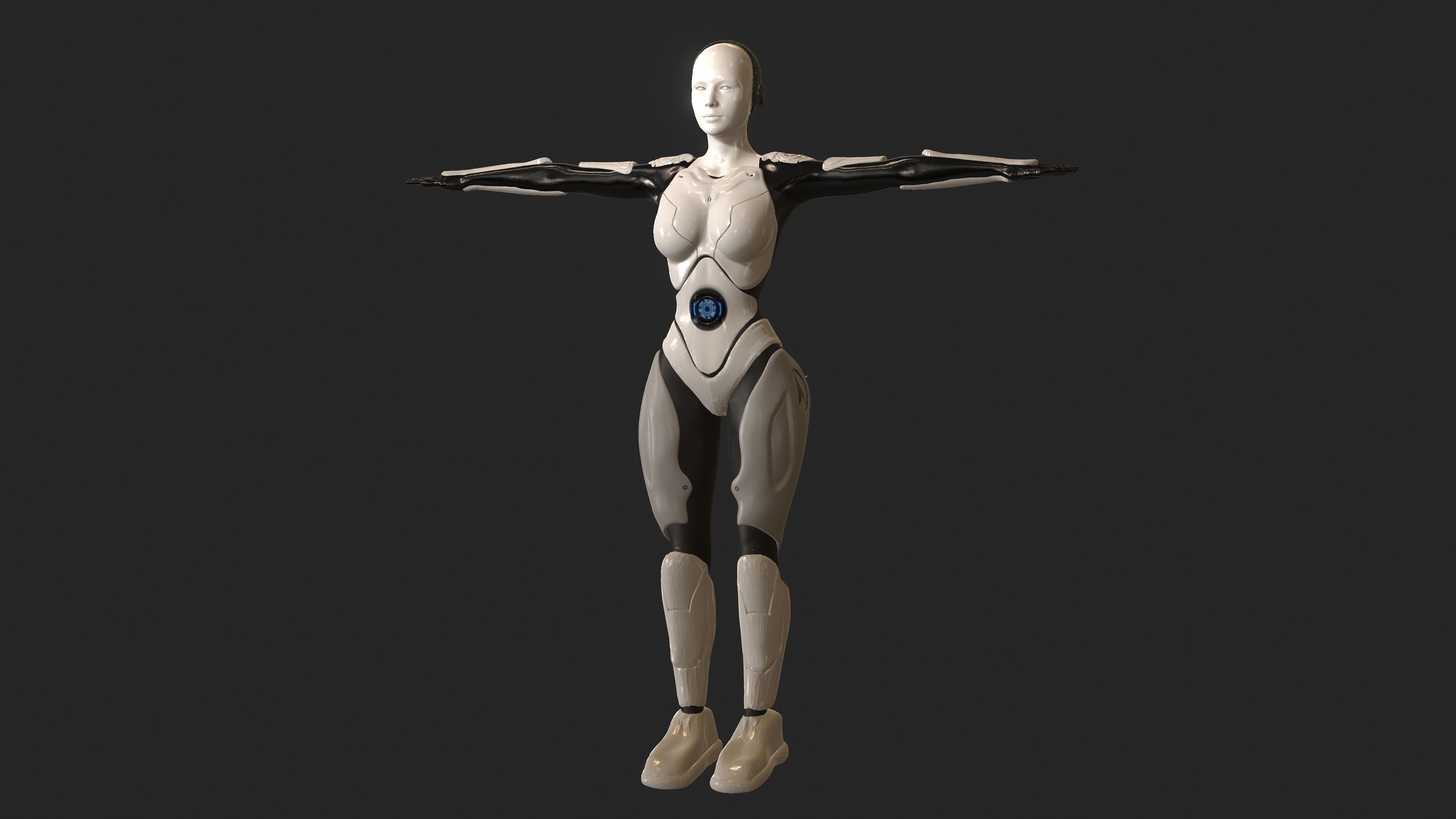 Cyborg Woman Low-poly 3D model_1