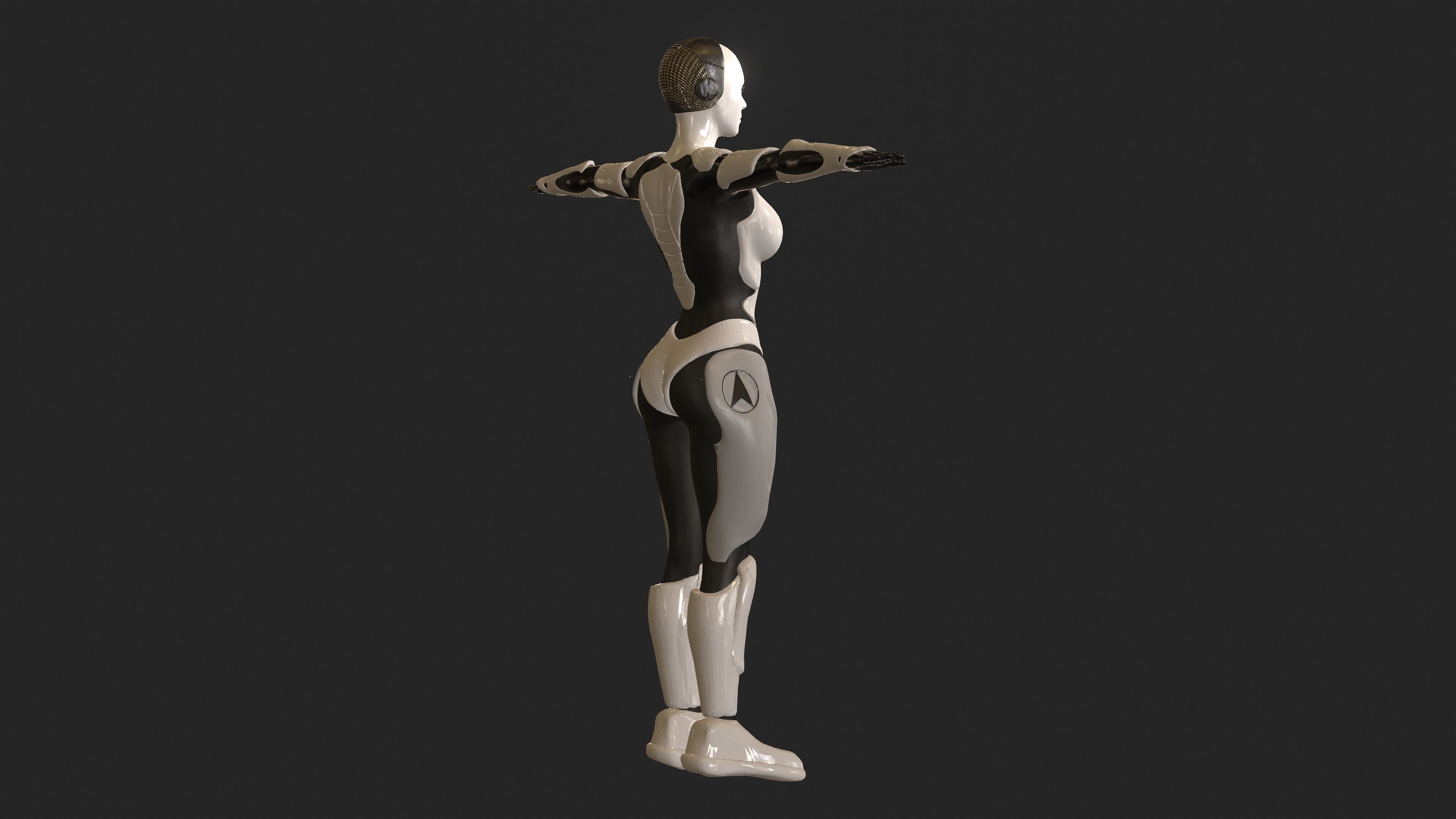 Cyborg Woman Low-poly 3D model_4