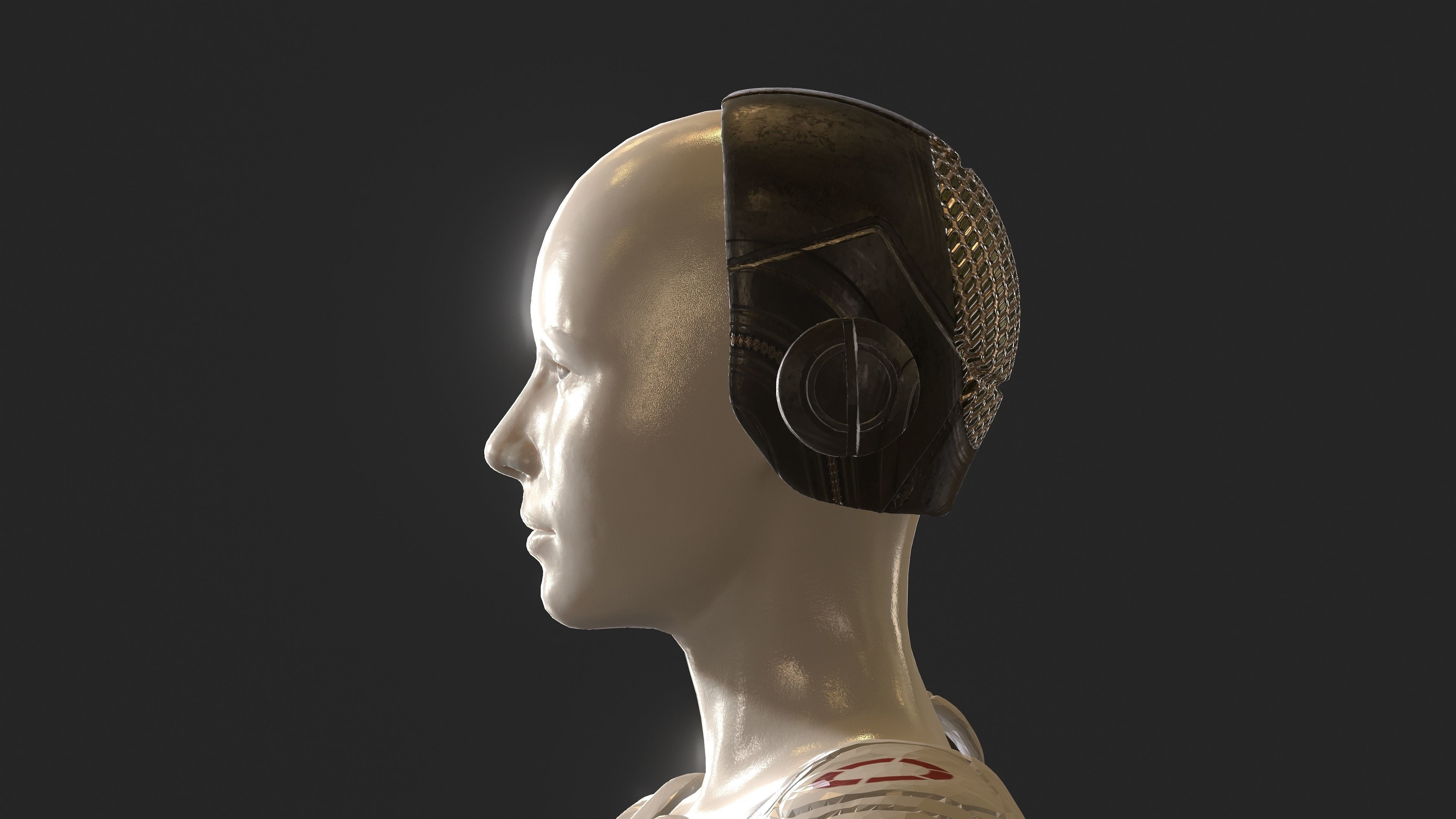 Cyborg Woman Low-poly 3D model_6