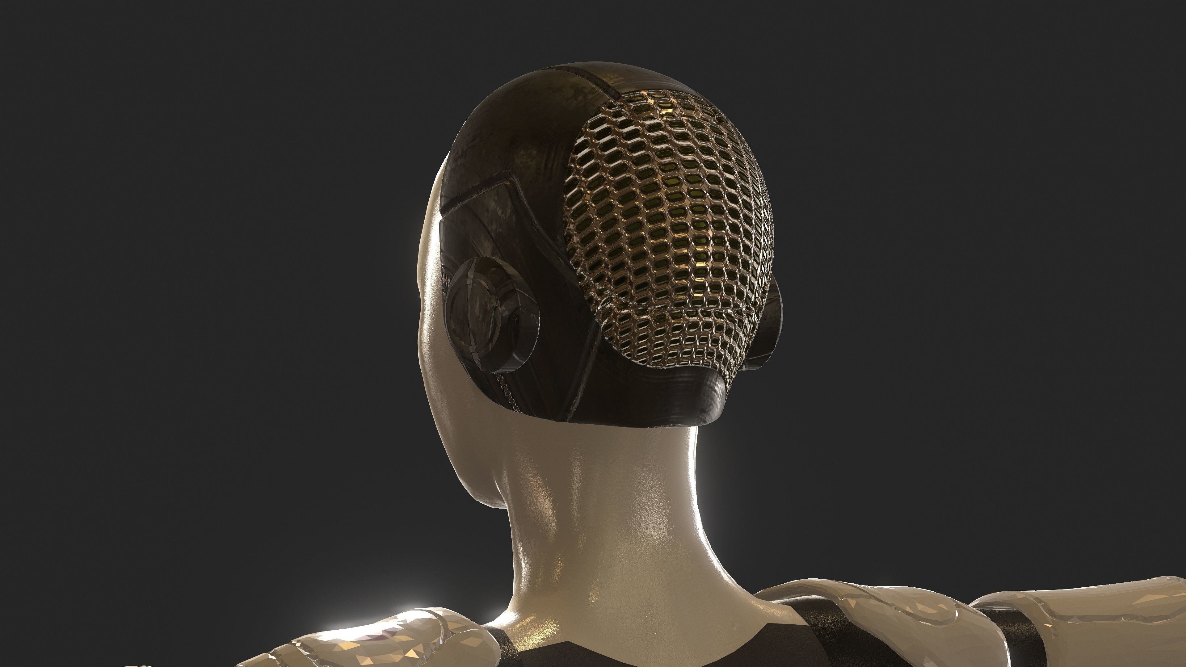 Cyborg Woman Low-poly 3D model_7
