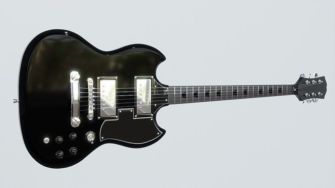 Electric guitar SG Black 3D model