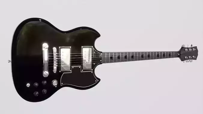 Electric guitar SG Black 3D model