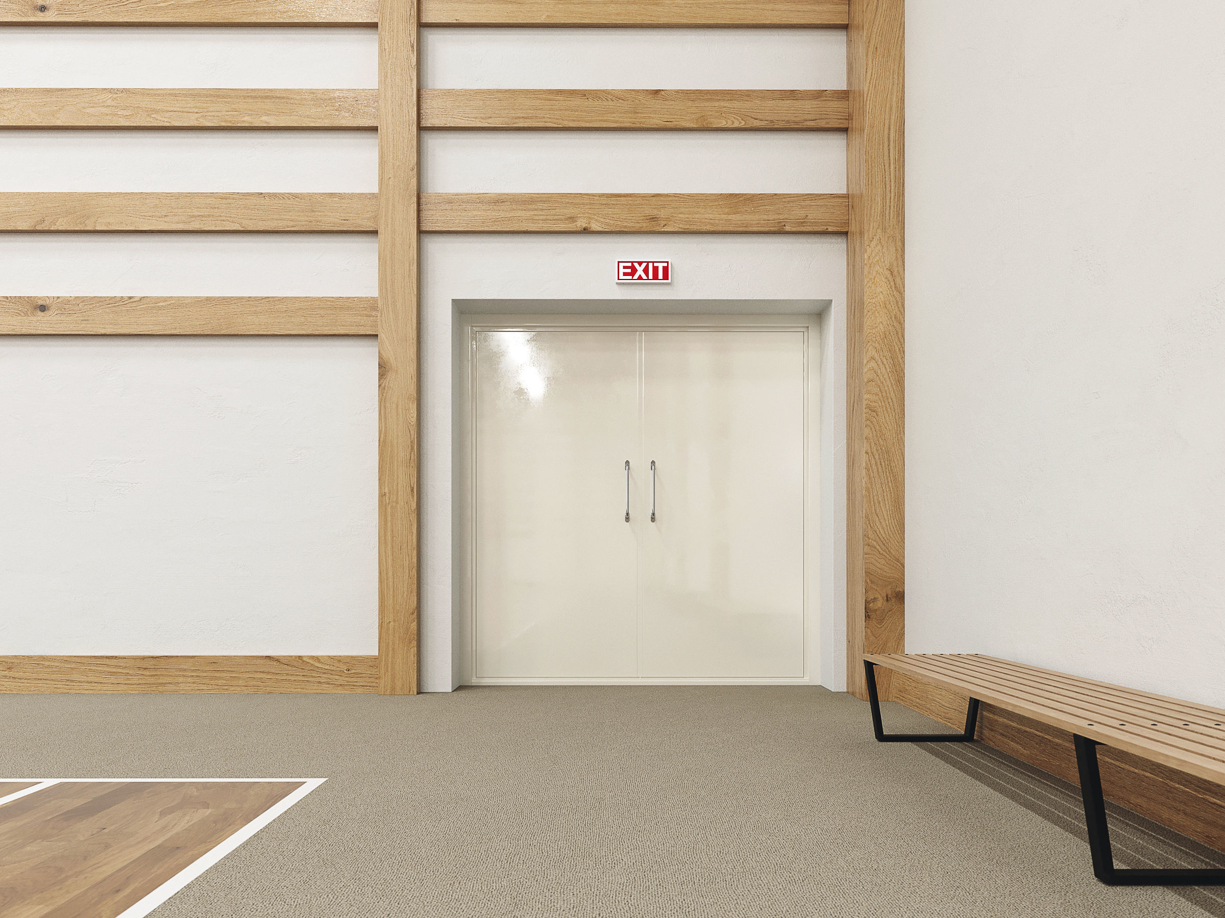 Gymnasium empty basketball court 3D model_5