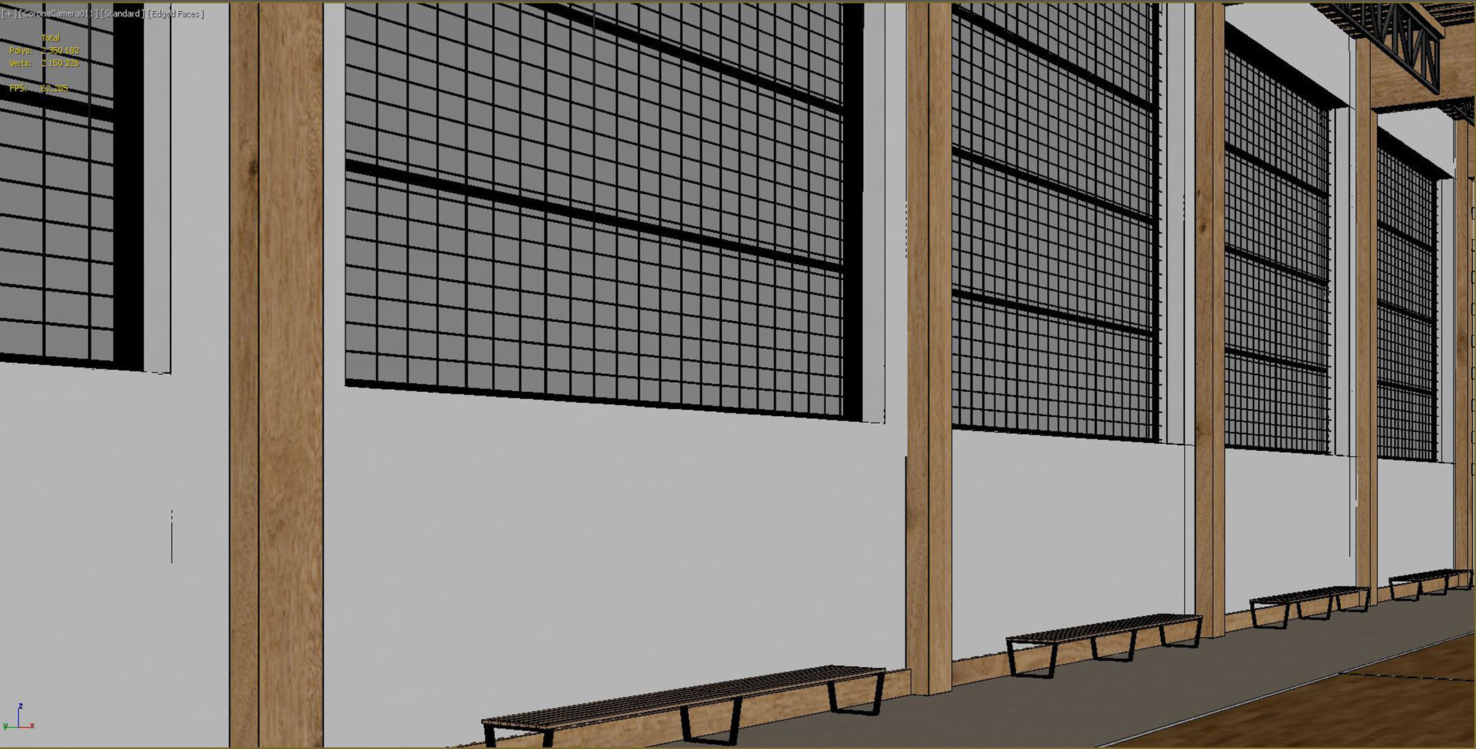 Gymnasium empty basketball court 3D model_15