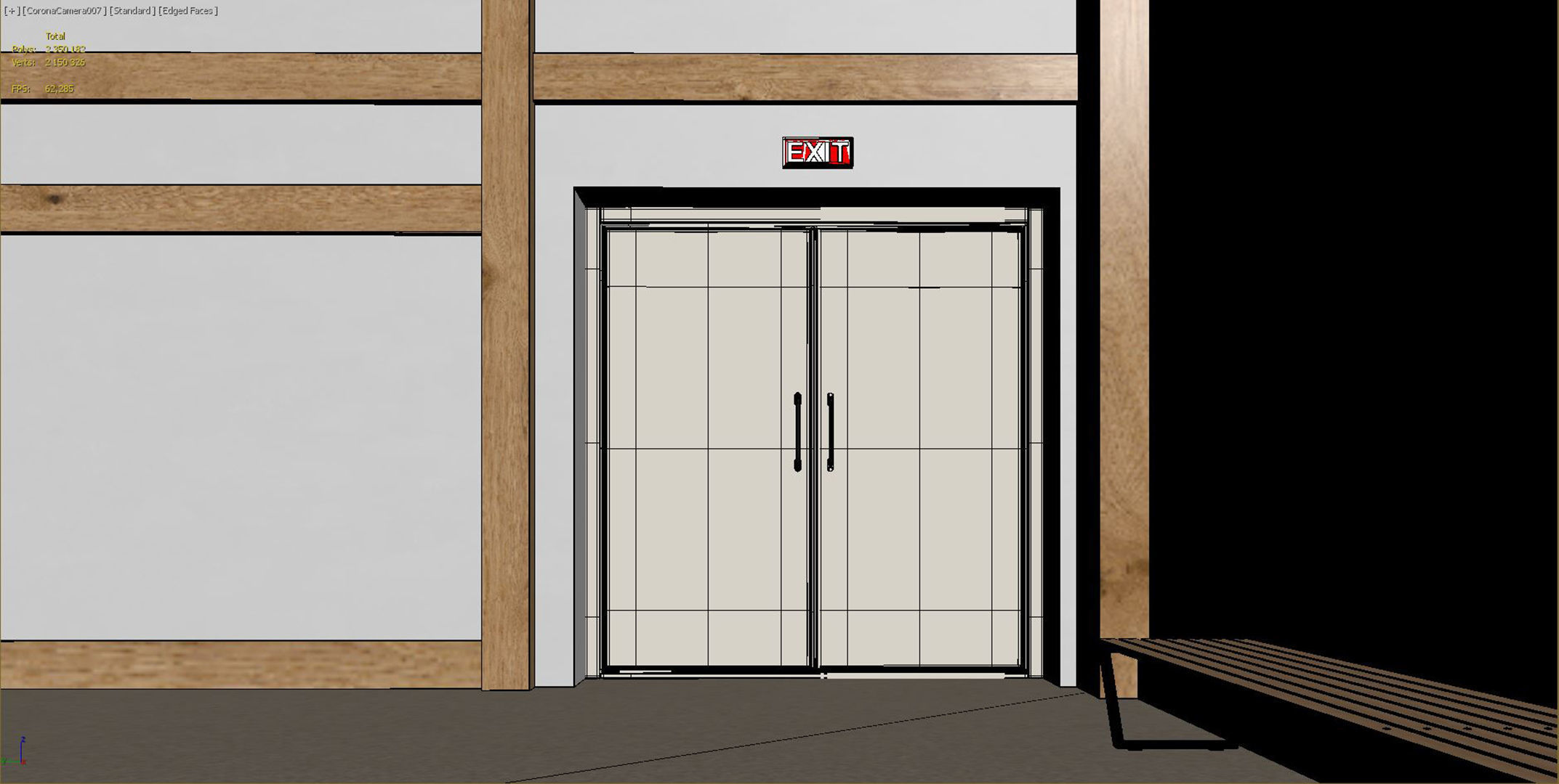 Gymnasium empty basketball court 3D model_12