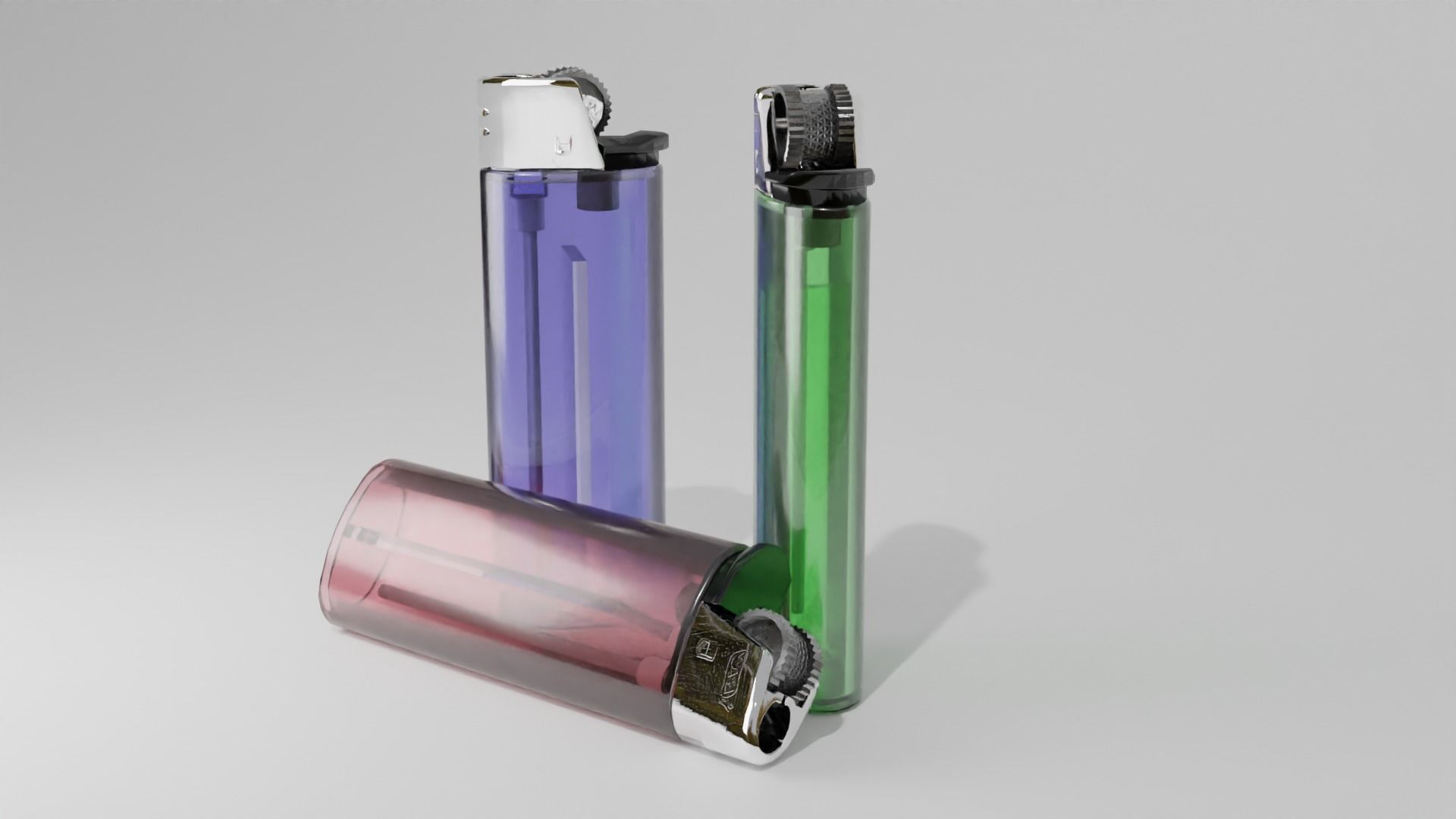 Disposable lighter universal tool game-ready Lighter transparent Low-poly 3D model_4