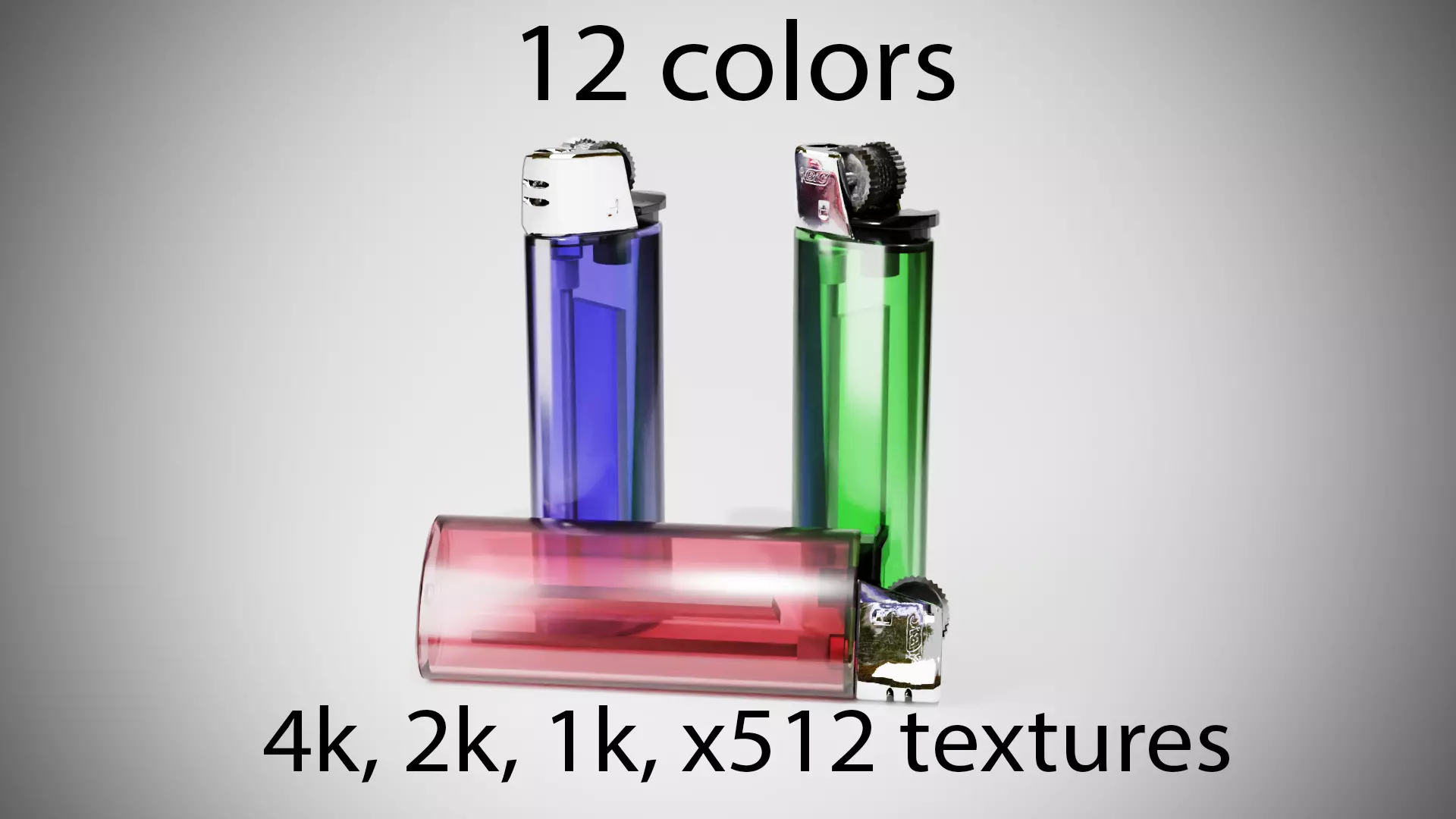 Disposable lighter universal tool game-ready Lighter transparent Low-poly 3D model_0