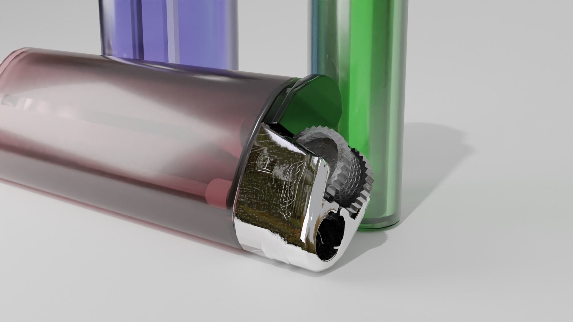 Disposable lighter universal tool game-ready Lighter transparent Low-poly 3D model_2