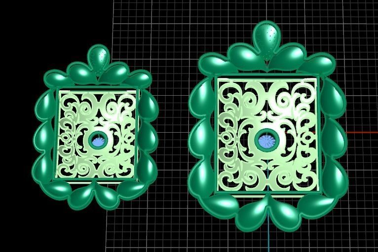 Beautiful Square Indian Locket set Pendant 3D print model_9