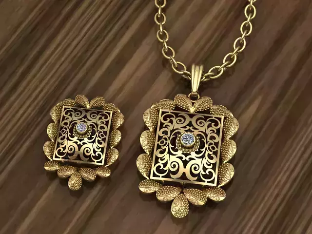 Beautiful Square Indian Locket set Pendant
