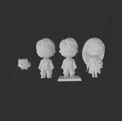 CHIBIS HARRY POTTER - HERMIONE GRANGER - RON WEASLEY - EDWIGE 3D print model