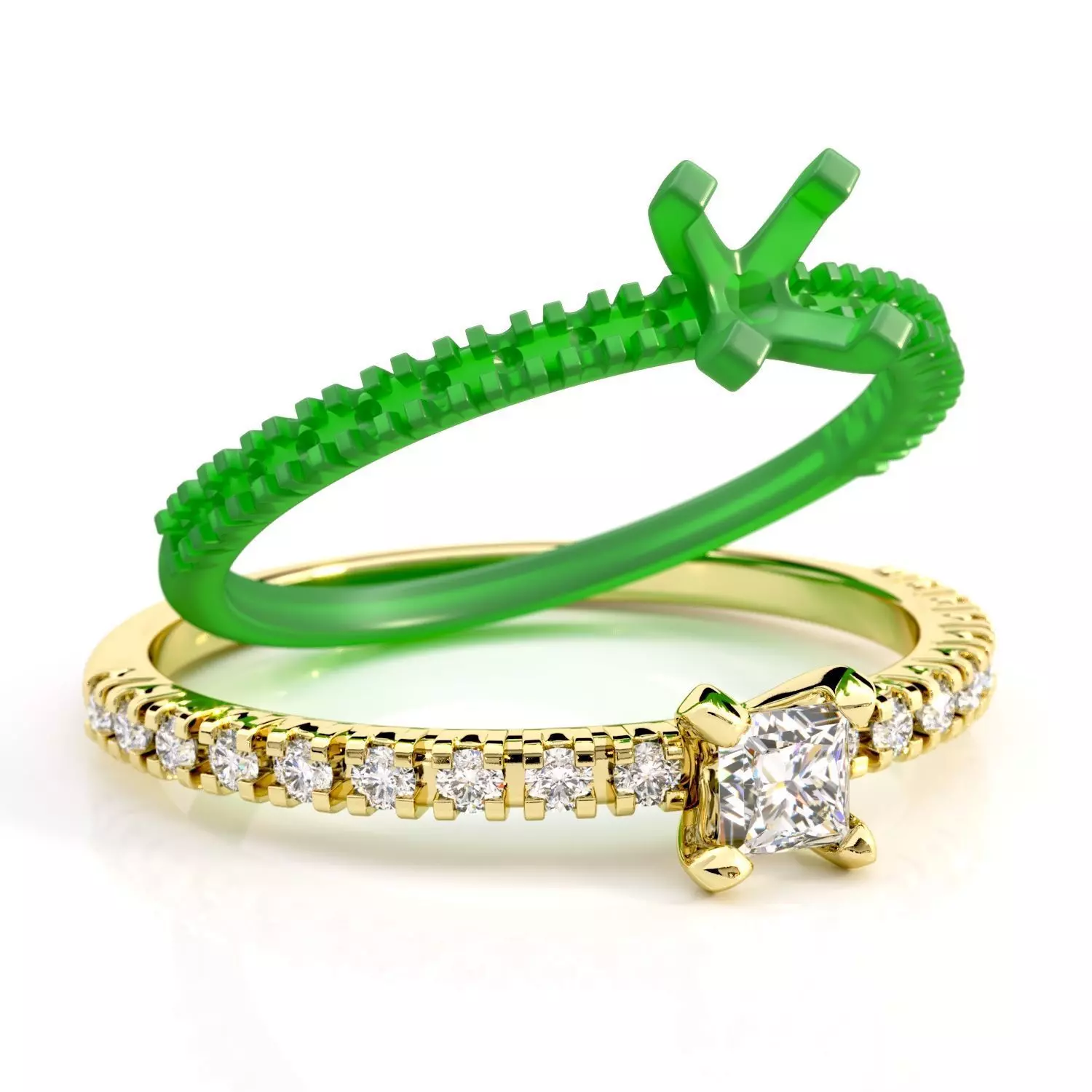 171 Etincelle Ring princess cut 3D print model