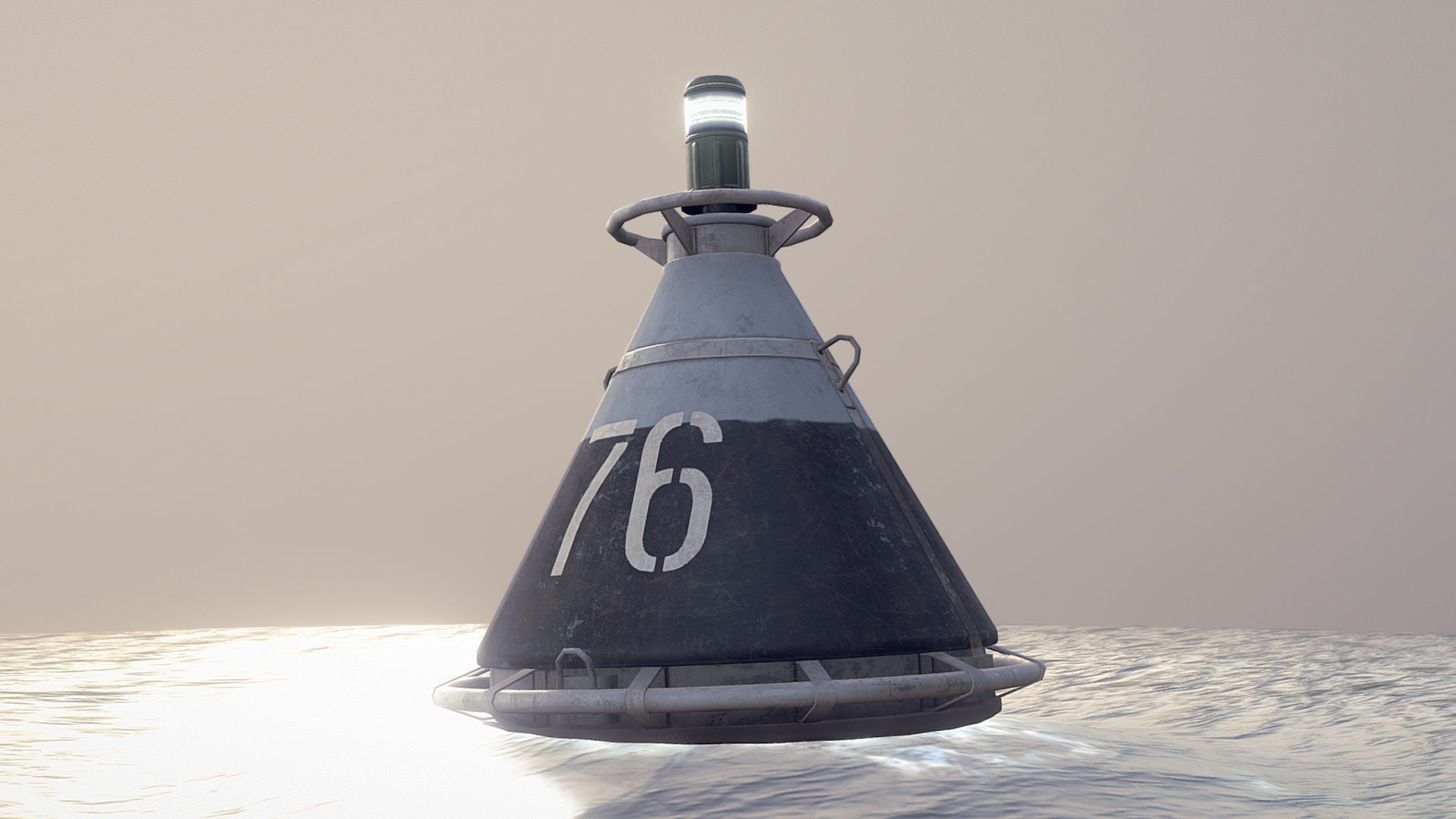 Buoy River RB-4-01 Left Drift Mark Low-poly 3D model_1