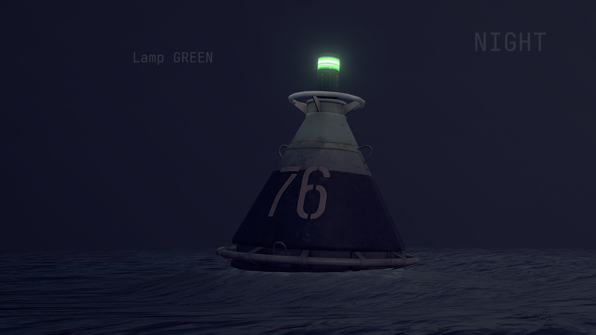 Buoy River RB-4-01 Left Drift Mark Low-poly 3D model_13