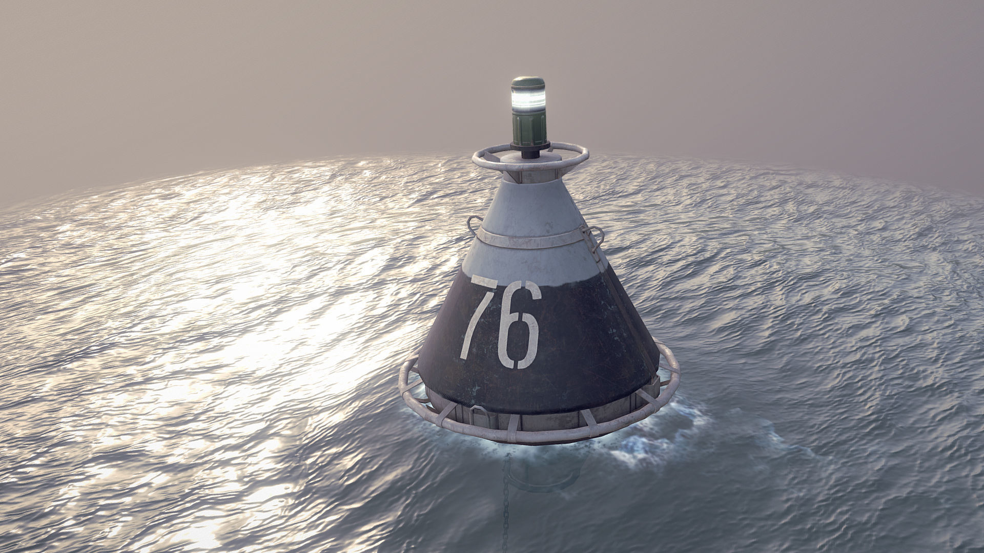 Buoy River RB-4-01 Left Drift Mark Low-poly 3D model_2