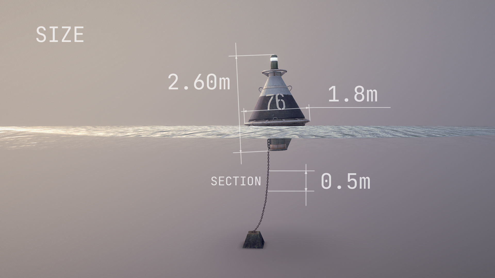 Buoy River RB-4-01 Left Drift Mark Low-poly 3D model_5