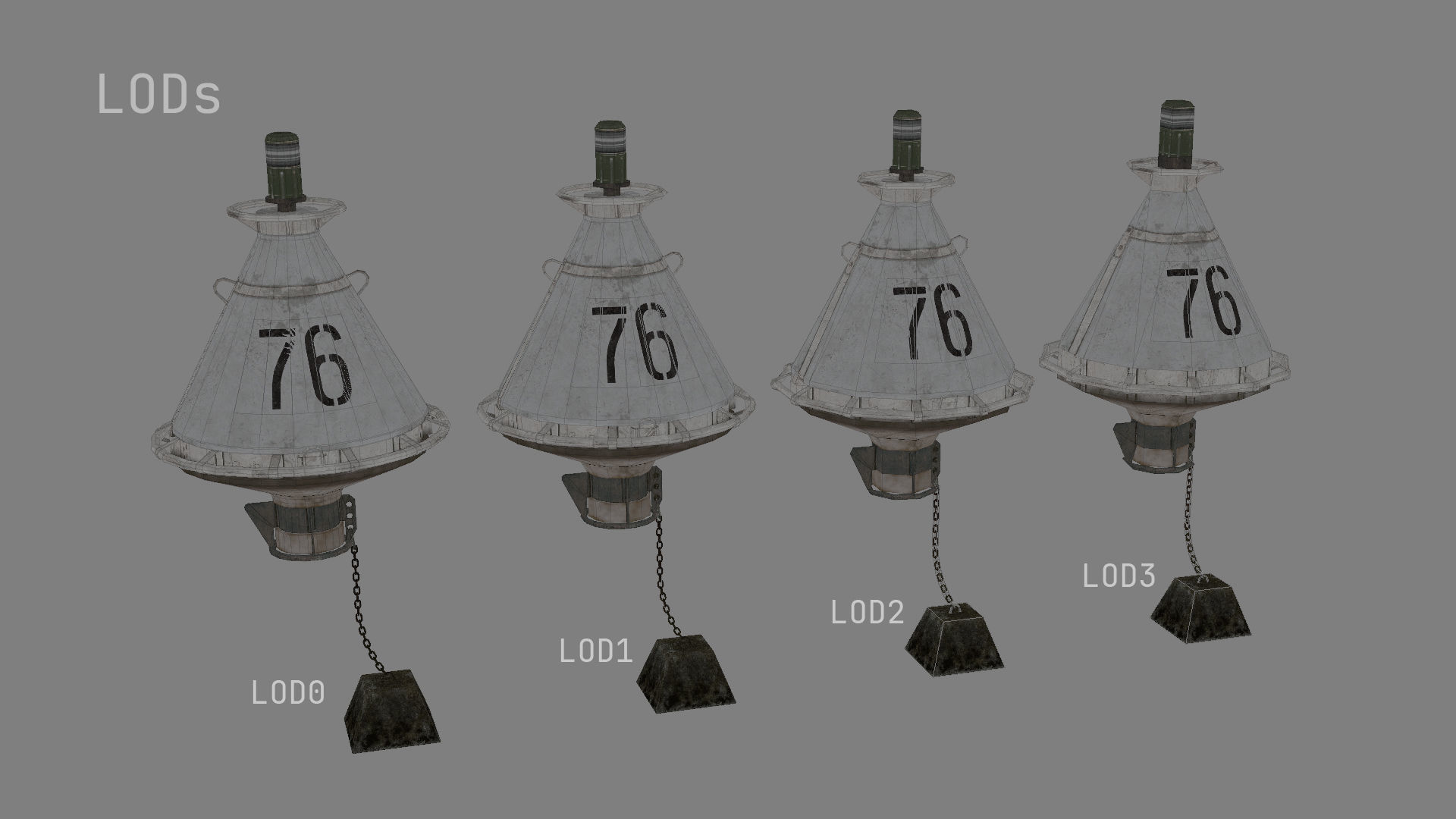 Buoy River RB-4-01 Left Drift Mark Low-poly 3D model_29
