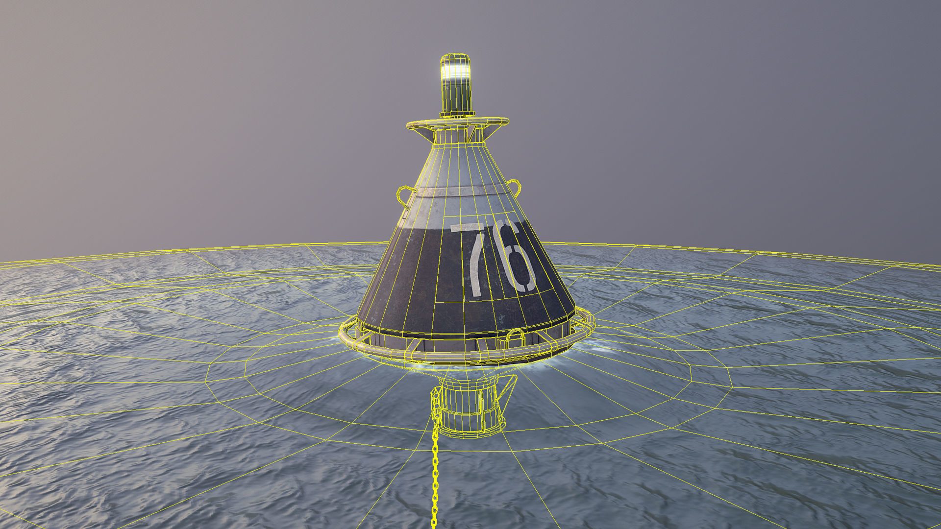 Buoy River RB-4-01 Left Drift Mark Low-poly 3D model_23