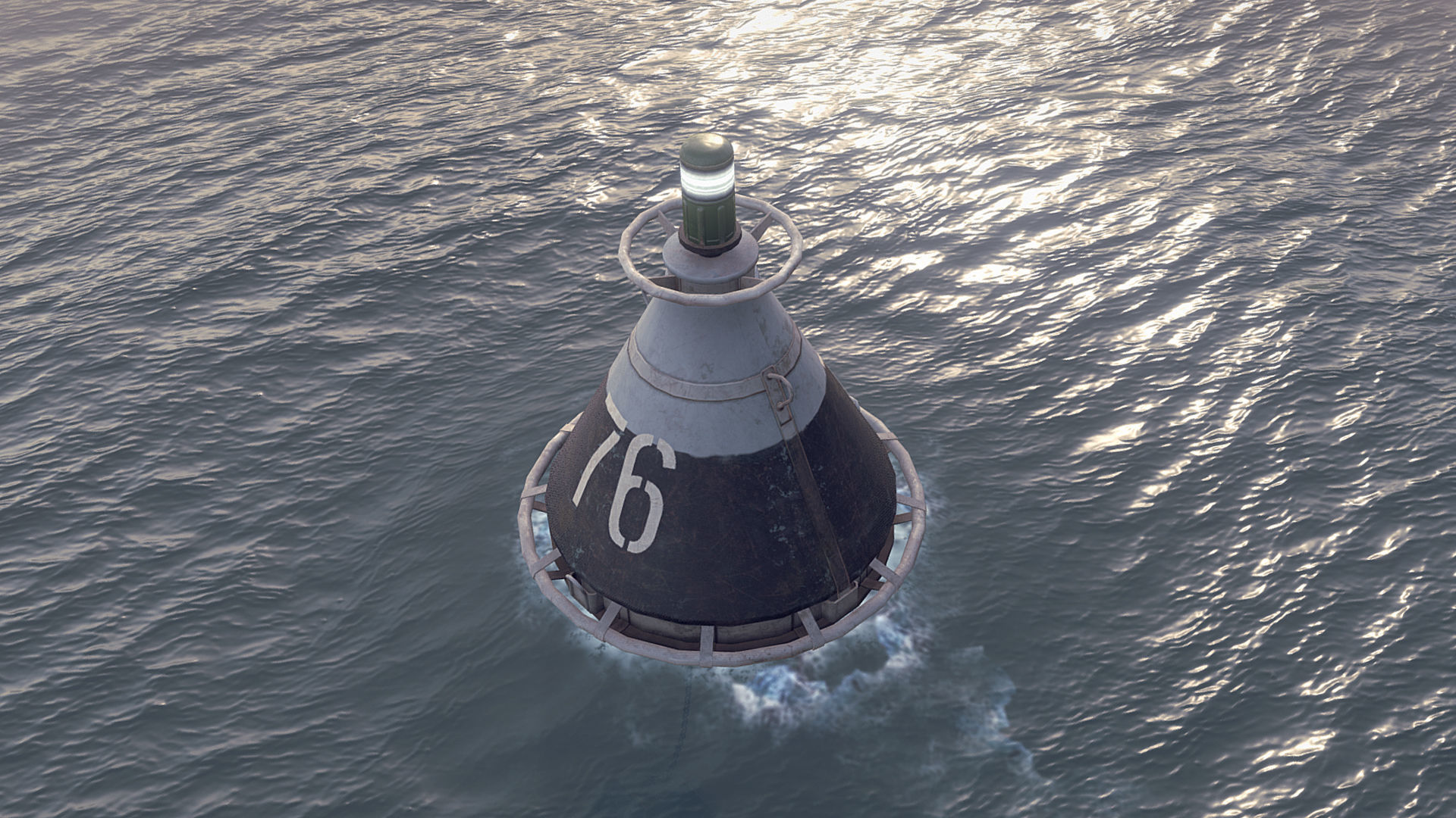 Buoy River RB-4-01 Left Drift Mark Low-poly 3D model_3